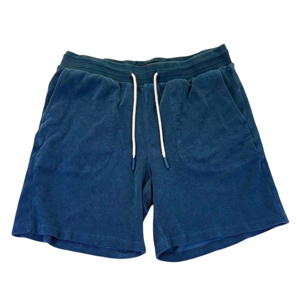Bonobos Mens Terry Cloth Shorts Blue Teal Cotton Drawstring Casual Size L Lounge